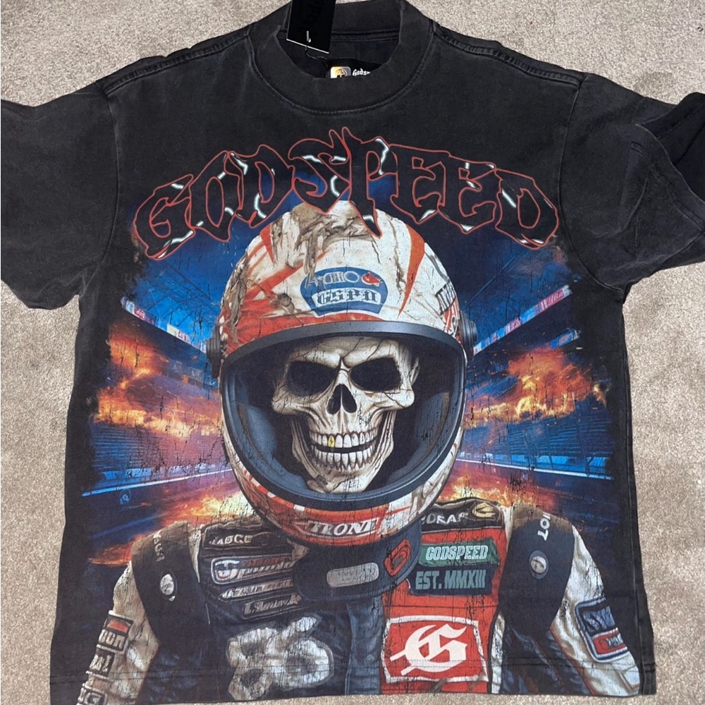 Godspeed Racer Goldie black wash T Shirt